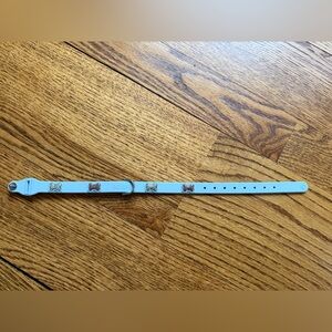 Bonefly Boneflex Ultra dog collar with silver hardware and bones XSX Sky Blue